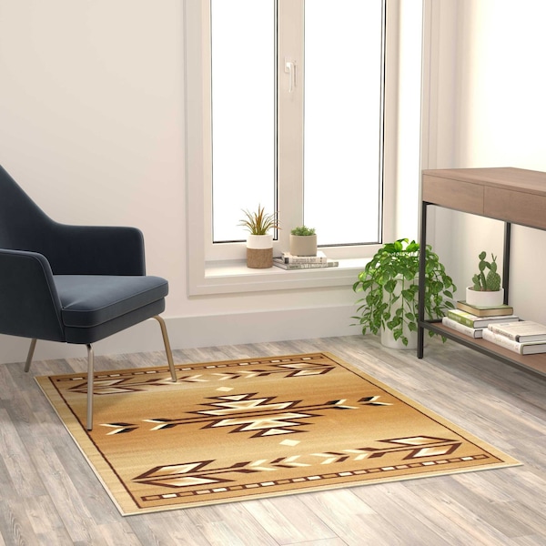 Flash Furniture Brown 4 x 5 Southwestern Style Patterned Area Rug OKR-RG1113-45-BG-GG - main